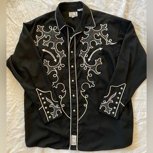 Men’s Panhandle Slim retro Western shirt, black, XL.